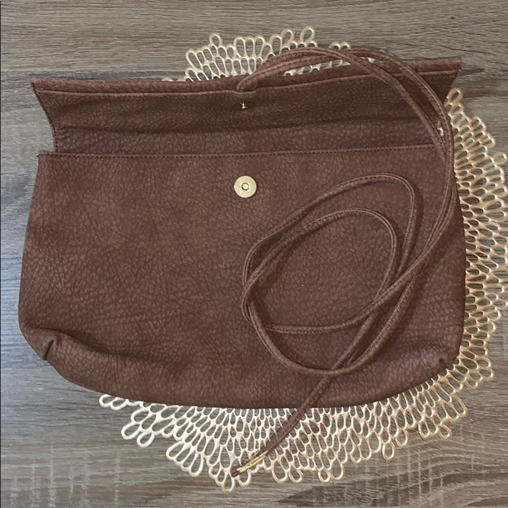 Large Leather Wrap Clutch | Snap Closure - Picture 2 of 8